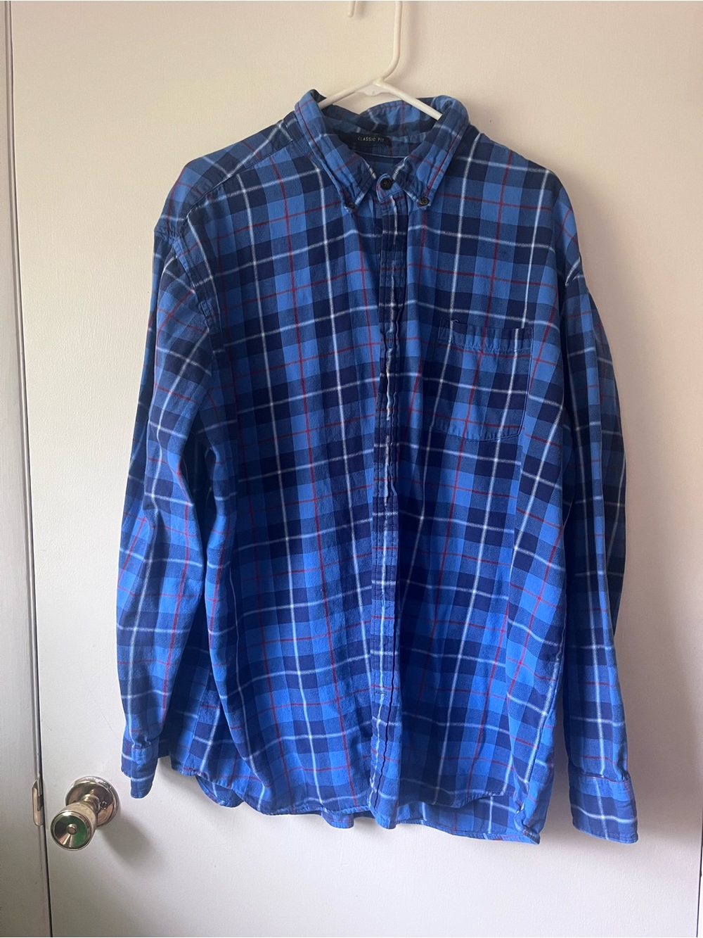 St. John’s Bay Mens Classic Fit Blue Plaid Men’s Button-Up Shirt Size XXL